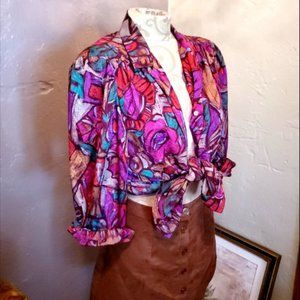 Vintage Metallic Abstract Floral Frayne Button Up